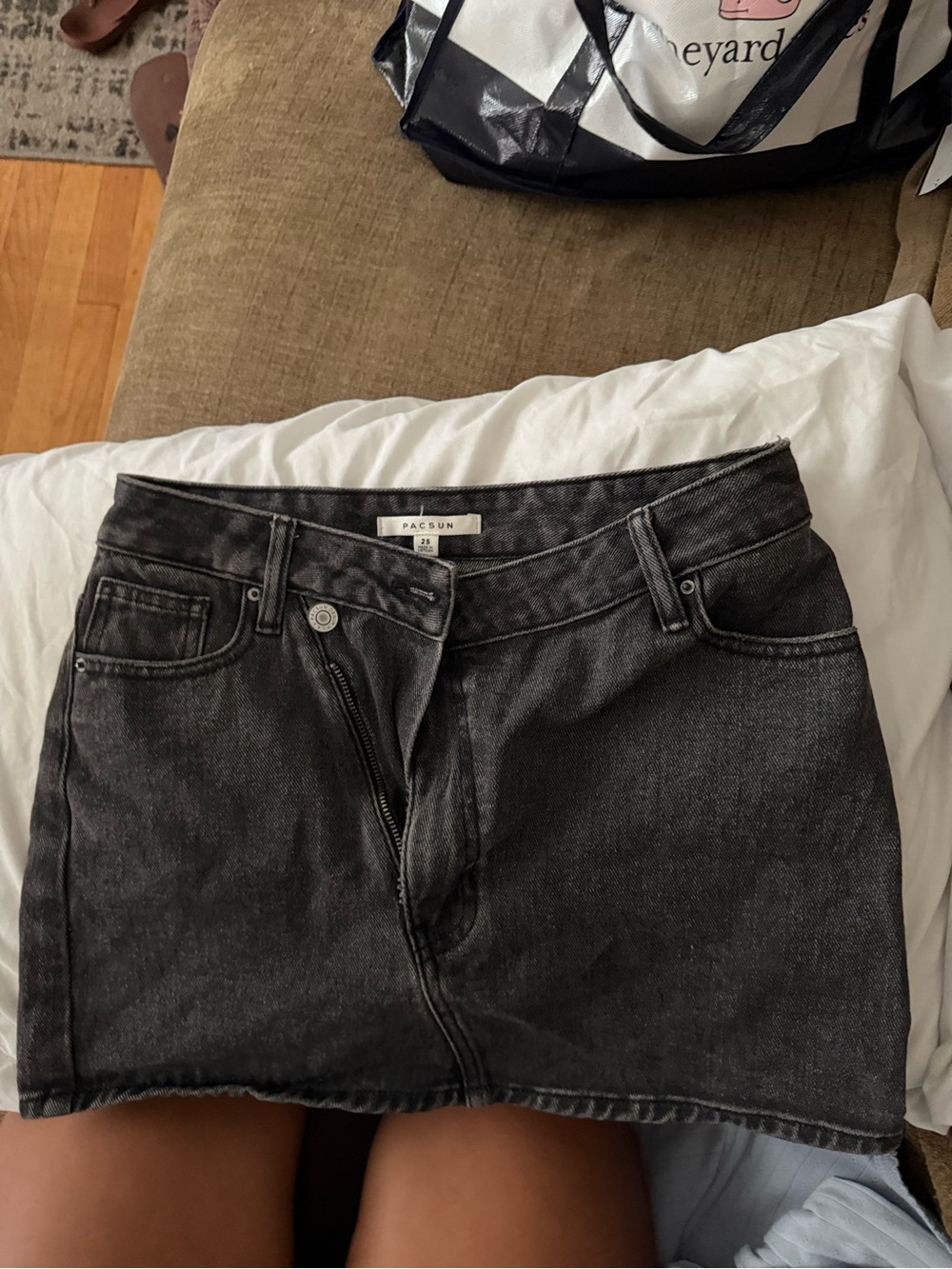 PacSun Black Washed Denim Mini Skirt